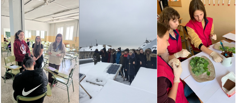Female Students working with science